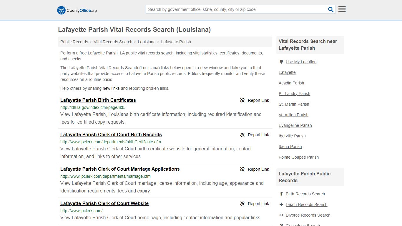 Vital Records Search - Lafayette Parish, LA (Birth, Death, Marriage ...